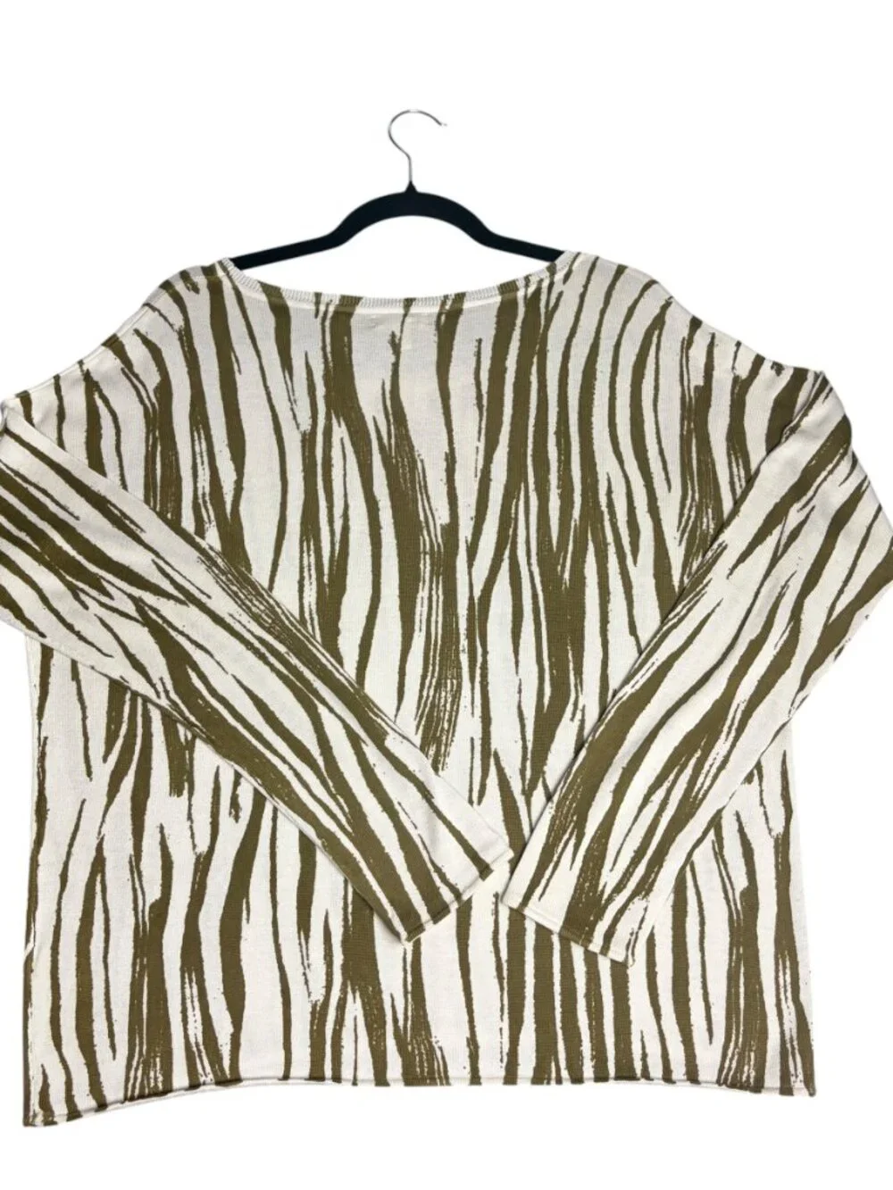 Garnet Hill Size S Zebra Print Knit Sweater Silk Cotton Relaxed Casual Office